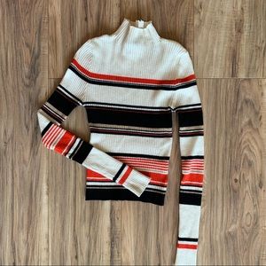 FOREVER21 STRIPED TURTLENECK TOP